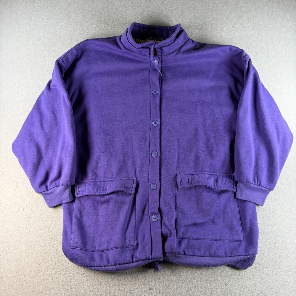 Vintage Westside Connection Purple Fleece Jacket L Button Front Striped Lined